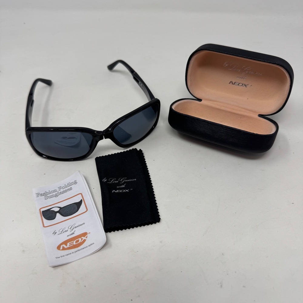 Lori Greiner NEOX Fashion Folding Sunglasses Black 60241 NX14 with Case